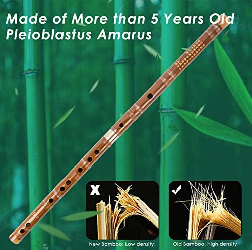 Instrumento musical chino hecho a mano tradicional Flauta de bambú vintage Dizi (tecla G)