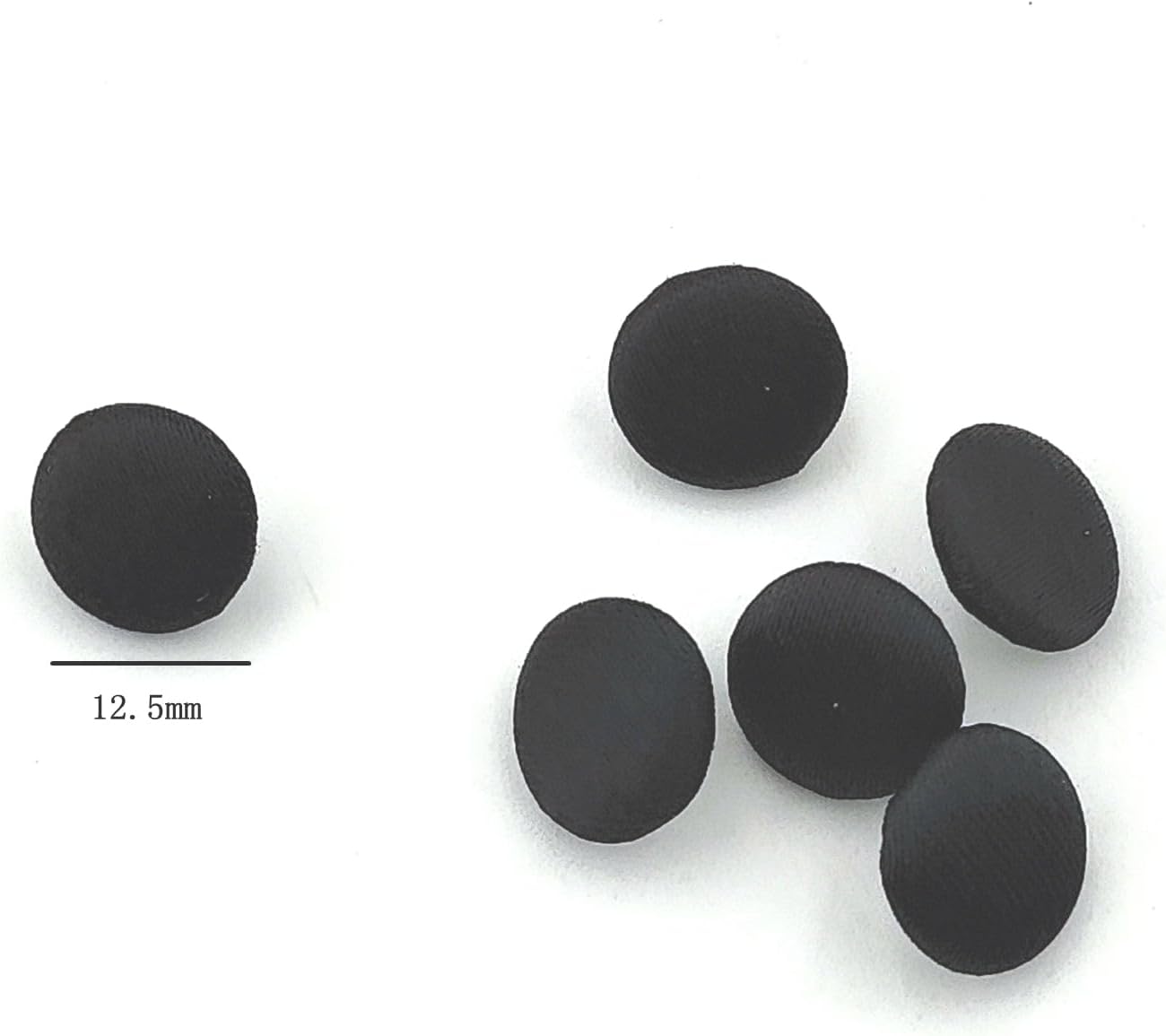 YOOGCORETT 30 botones cubiertos de tela de satén negro con vástago para botones de vestido de novia, costura de bricolaje, decoraciones hechas a