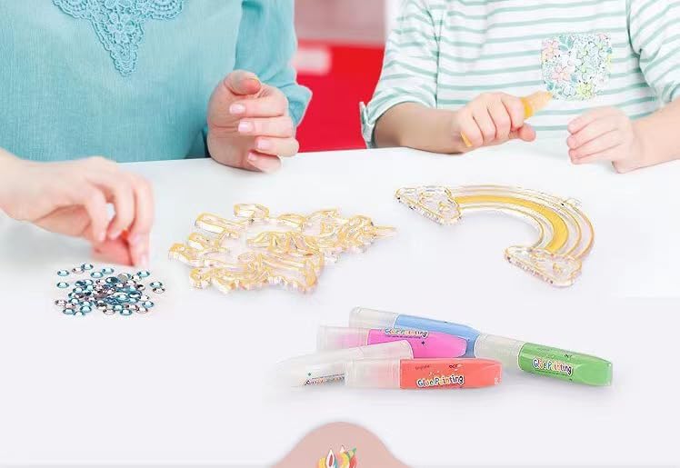 Juego de arte y manualidades de pintura de cristal de bricolaje, kit de colgante de cristal para Navidad, arte de ventana para niños, kits de arte