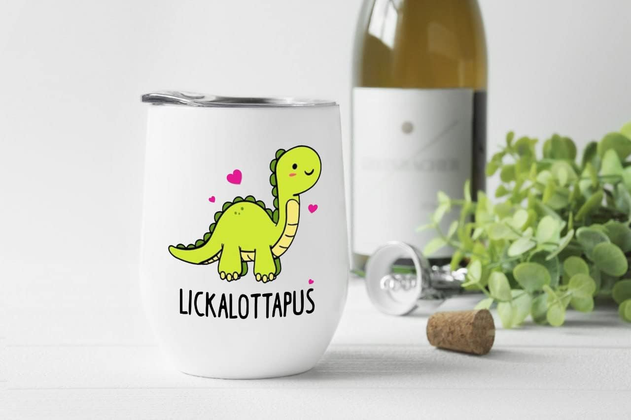 Regalo de San Valentín para Lesbianas Taza Lickalottapus Lesbiann Lgbt Mismo Sexo Lesbianas Vaso de vino de viaje Copa de vino de 12 oz