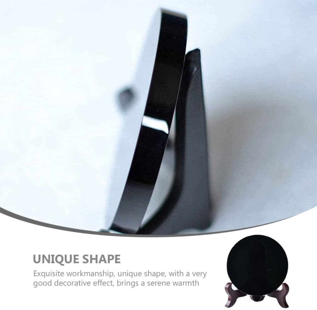 FOMIYES 1 Unidades Elegance Graceling Obsidiana Scrying Mirror Espejo de obsidiana con soporte, artículos para el hogar, decoración del hogar,