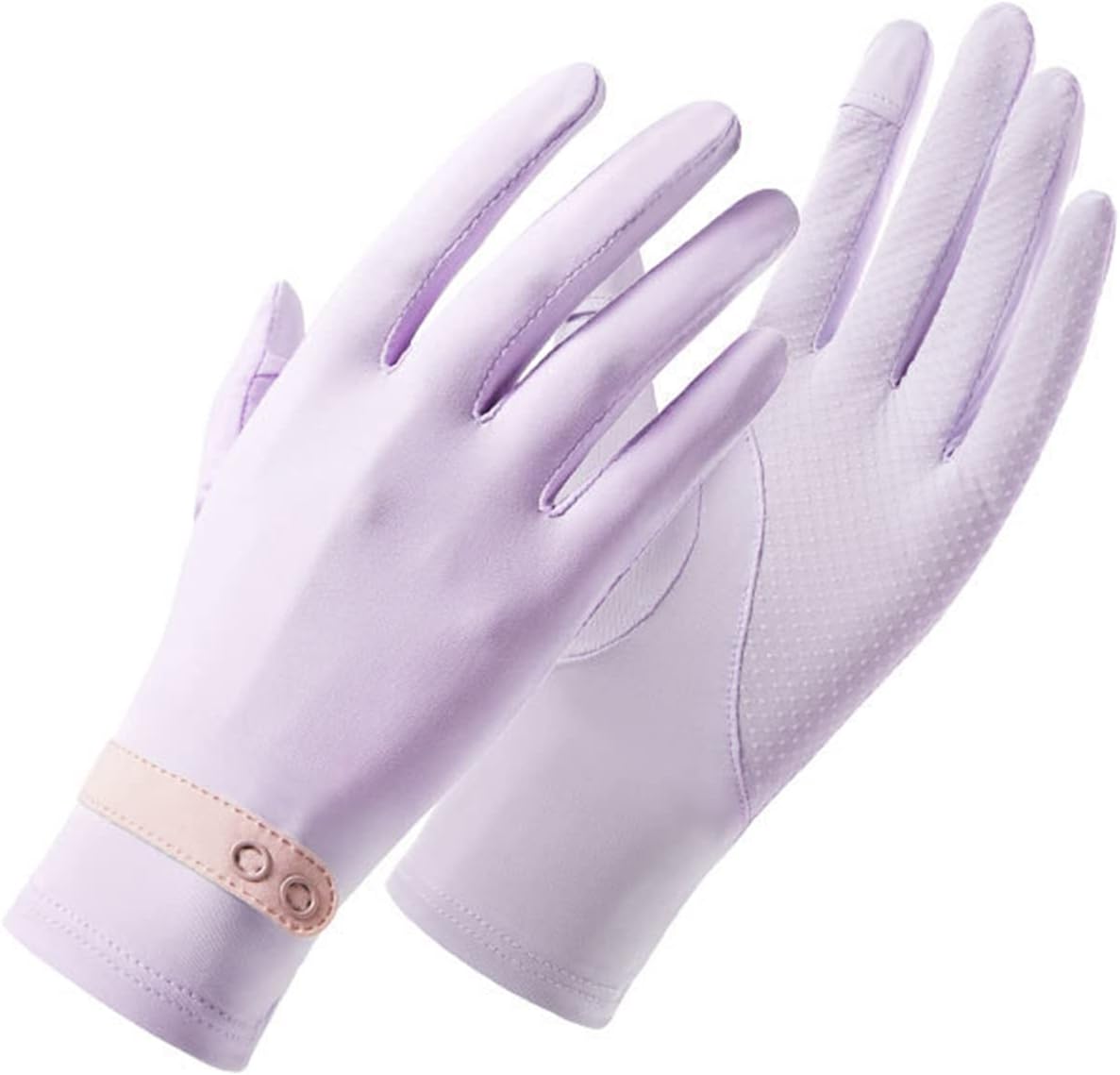 1 par de guantes elásticos de seda de hielo de verano con botones y puño, guantes de protección solar para mujer, guantes de protección solar para