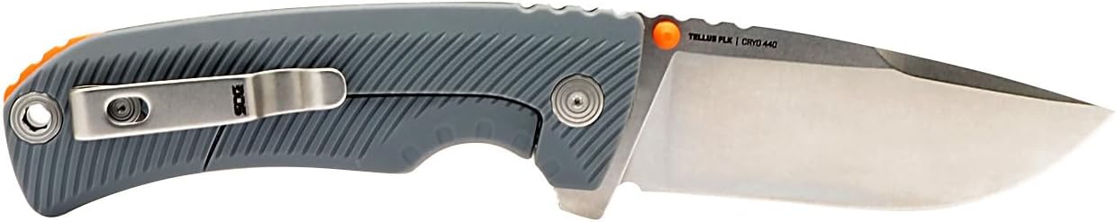 SOG Tellus FLK Daily Outdoor – Cuchillos plegables con cerradura de marco de tamaño completo  Mango GRN  Hoja de acero inoxidable CRYO 440C  Clip de