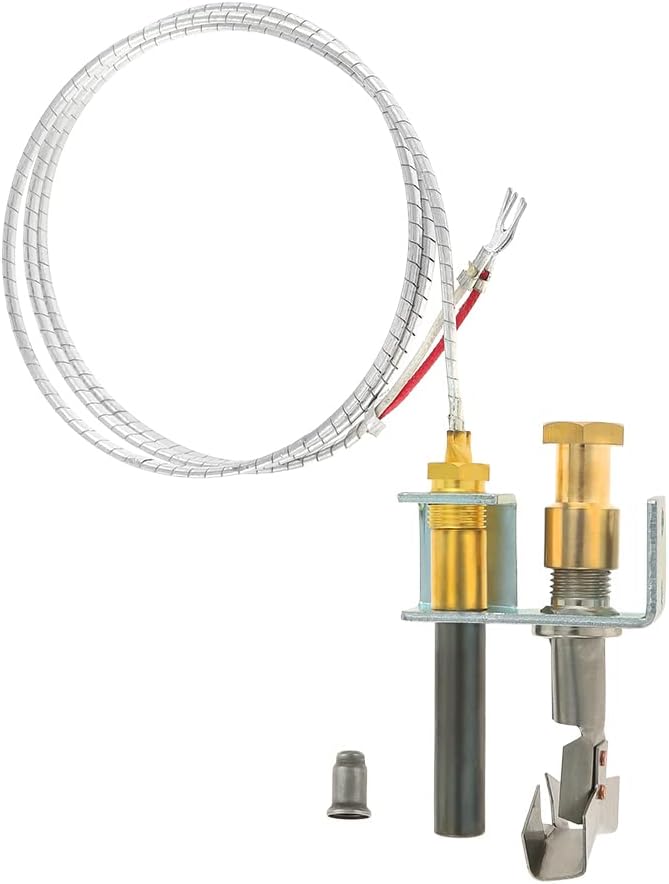 Quemador piloto y ensamblaje de termopila de 750 milivoltios, cables propios de 36 pulgadas con cubierta de fibra de vidrio de aluminio para