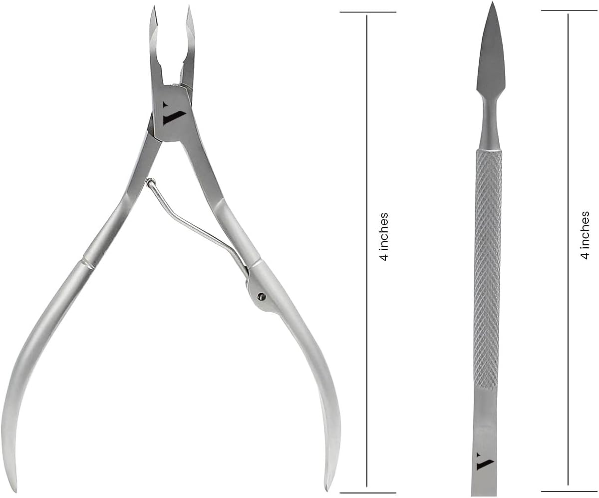 Vivre – Cortador de cutículas de acero inoxidable con empujador de cutículas, de grado profesional y duradero, perfecto para manicura de pedicura,