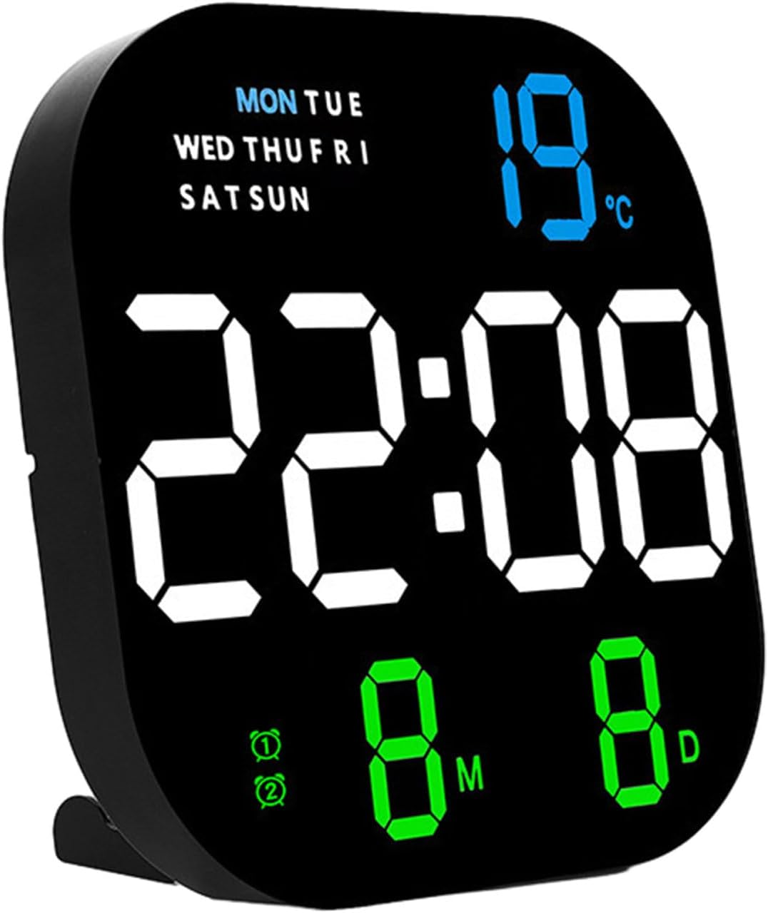 Reloj de pared digital con control remoto, reloj de pared de brillo ajustable con números gigantes, reloj despertador, temporizador, temperatura y