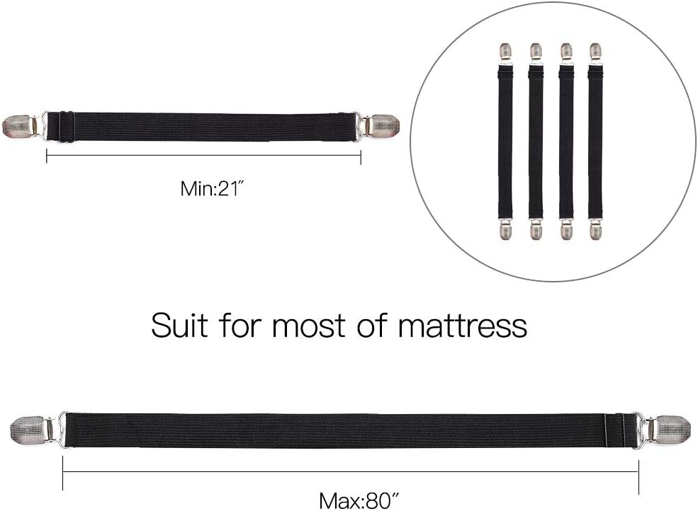 Clips ajustables para sábanas, correas de soporte y tirantes, agarre, se extienden de 21 a 80 pulgadas, bandas elásticas de estilo largo, traje