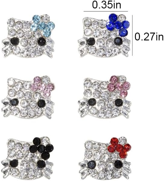 Dijes de uñas KurKur para uñas acrílicas, 3D, plateado, kawaii, de dibujos animados, para arte de uñas, gemas de uñas de aleación y diamantes de