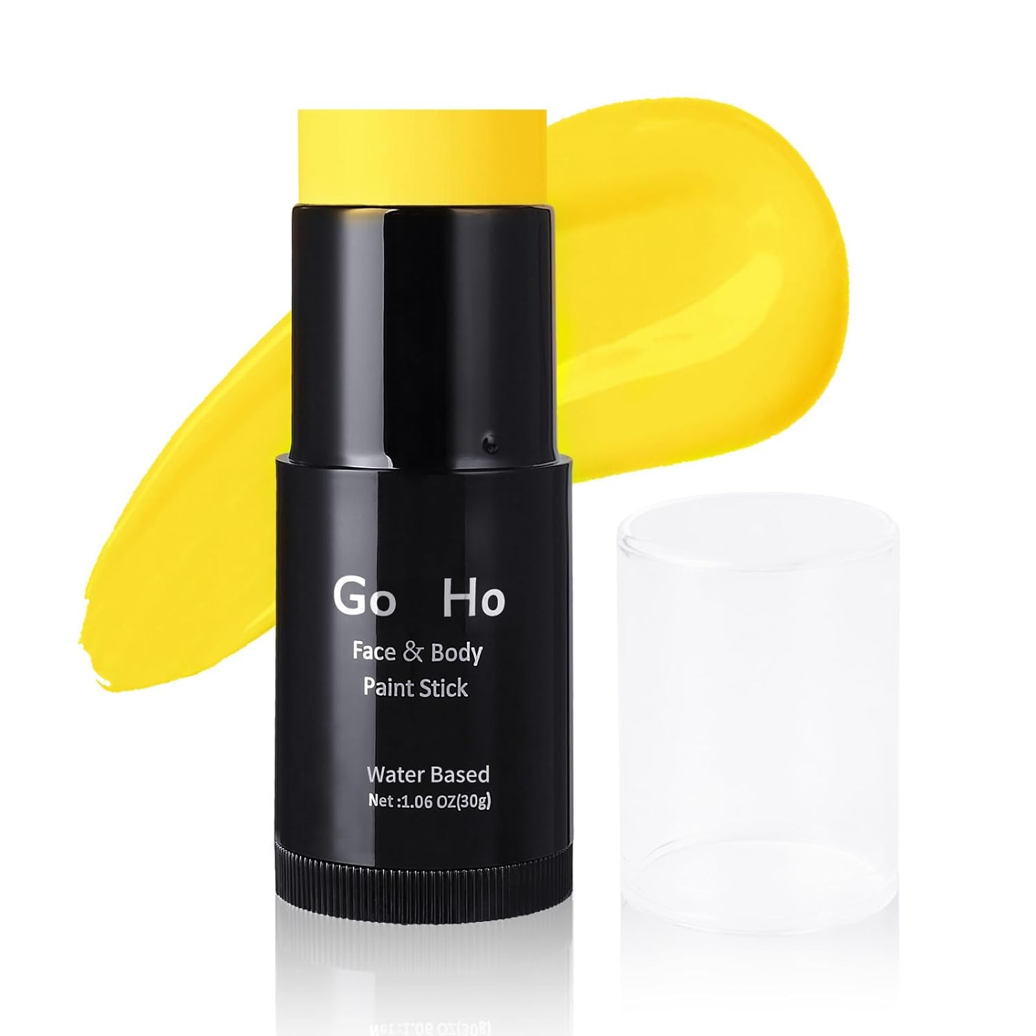 Go Ho Barra de pintura amarilla para la cara y el cuerpo, a base de agua, lavable, a base de agua, no tóxica, cobertura completa, color amarillo
