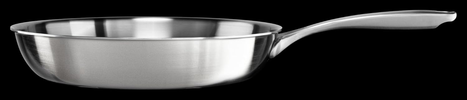 KitchenAid Sartén de 5 capas con núcleo de cobre de 12 pulgadas, acero inoxidable, mediano, acabado de acero inoxidable