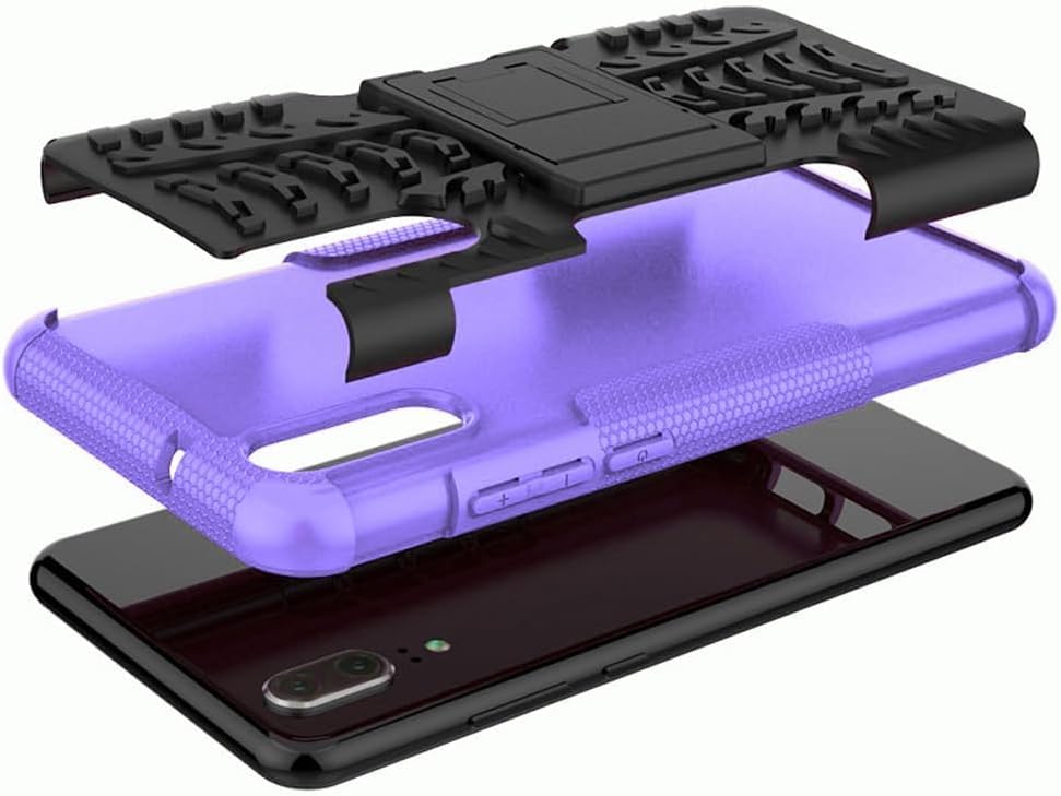 Asuwish Funda para teléfono Huawei P20 con protector de pantalla de vidrio templado y soporte delgado, híbrida, resistente, funda protectora para