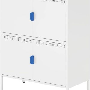 YSJZYBF Armario de almacenamiento de metal con 4 puertas y estantes ajustables, aparador de acero para oficina, garaje, sala de estar, pasillo, YSJZYBF Armario de almacenamiento de metal con 4 puertas y estantes ajustables, aparador de acero para oficina, garaje, sala de estar, pasillo,