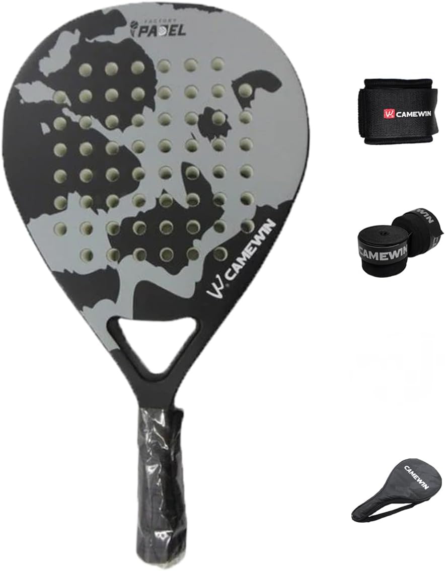 Raqueta de tenis de playa de fibra de carbono con núcleo de espuma viscoelástica EVA, muñequeras, correas, pelotas de tenis
