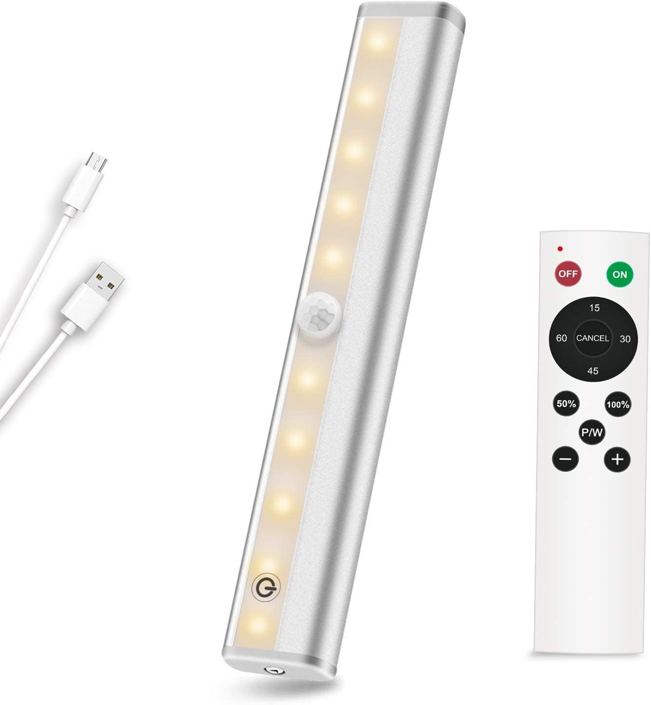Luz LED para armario, 20 LED, recargable, control remoto, luz debajo del gabinete, iluminación inalámbrica, barra de luz nocturna en cualquier lugar