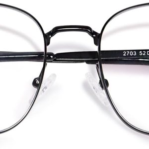 OPTOFENDY Lentes de bloqueo de luz azul de metal para mujeres y hombres, anteojos cuadrados para computadora, antifatiga ocular y protección UV OPTOFENDY Lentes de bloqueo de luz azul de metal para mujeres y hombres, anteojos cuadrados para computadora, antifatiga ocular y protección UV