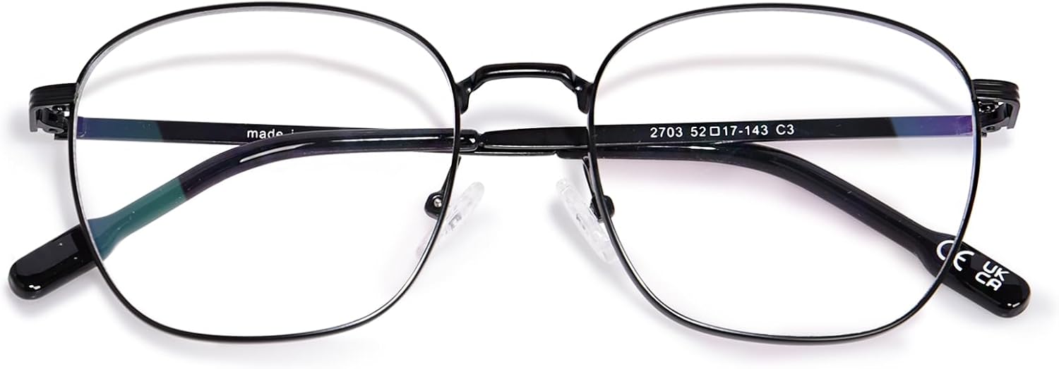 OPTOFENDY Lentes de bloqueo de luz azul de metal para mujeres y hombres, anteojos cuadrados para computadora, antifatiga ocular y protección UV