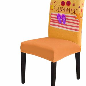 4 Packs Dining Chair Slipcovers for Kitchen, Summer Beach Flip Flops Sunglasses Stripes Universal Stretch Chair Protector Covers for Dining Room 4 Packs Dining Chair Slipcovers for Kitchen, Summer Beach Flip Flops Sunglasses Stripes Universal Stretch Chair Protector Covers for Dining Room