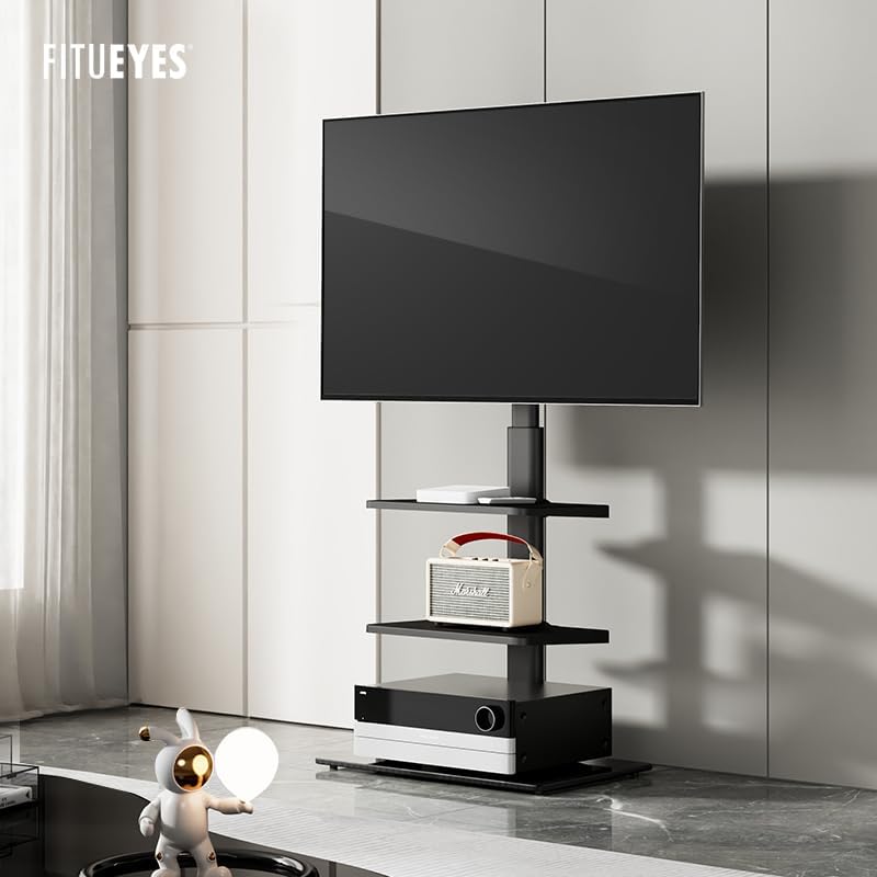 FITUEYES Soporte de suelo de TV de esquina para televisores de 32, 40, 47, 50, 55 y 60 pulgadas, soporte de TV giratorio con soporte, apto para