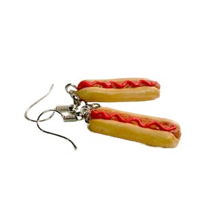 Hot dog with Ketchup Earrings Faux Food Drink Jewelry Halloween Christmas Hot dog with Ketchup Earrings Faux Food Drink Jewelry Halloween Christmas