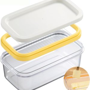 Cortador de mantequilla de acero inoxidable, cortador de mantequilla y plato, recipiente para rebanar mantequilla con tapa para refrigerador, caja Cortador de mantequilla de acero inoxidable, cortador de mantequilla y plato, recipiente para rebanar mantequilla con tapa para refrigerador, caja