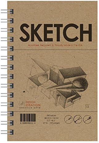 Design Ideation Cuaderno de bocetos cuaderno de bocetos de papel premium para lápiz, tinta, marcador, carbón y pinturas de acuarela. Ideal para
