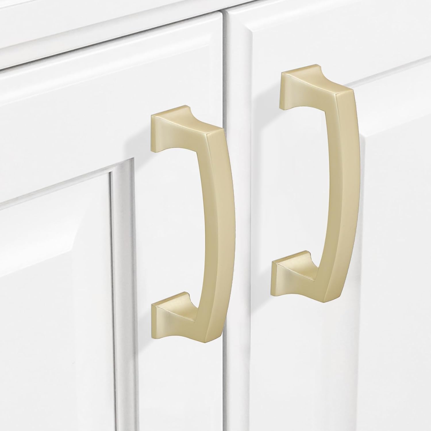 COTYKILEY Paquete de 10 manijas de gabinete de latón cepillado de 3 pulgadas (2.992 in) de color dorado, tiradores de gabinete de cocina, manijas de