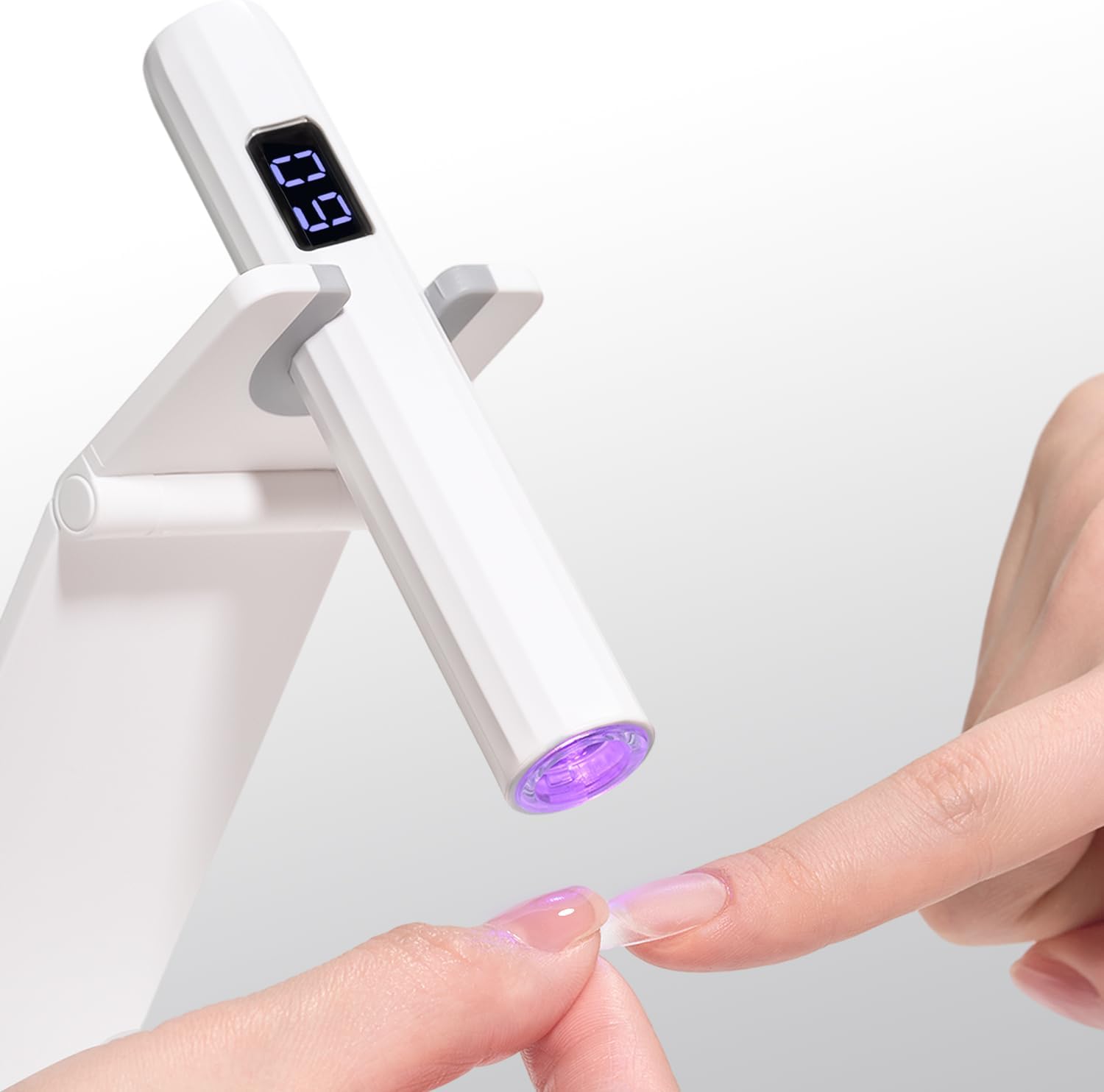 GAOY Lámpara de uñas inalámbrica con soporte, luz UV de mano con pantalla LCD para uñas de gel, secador de uñas USB recargable para secado rápido