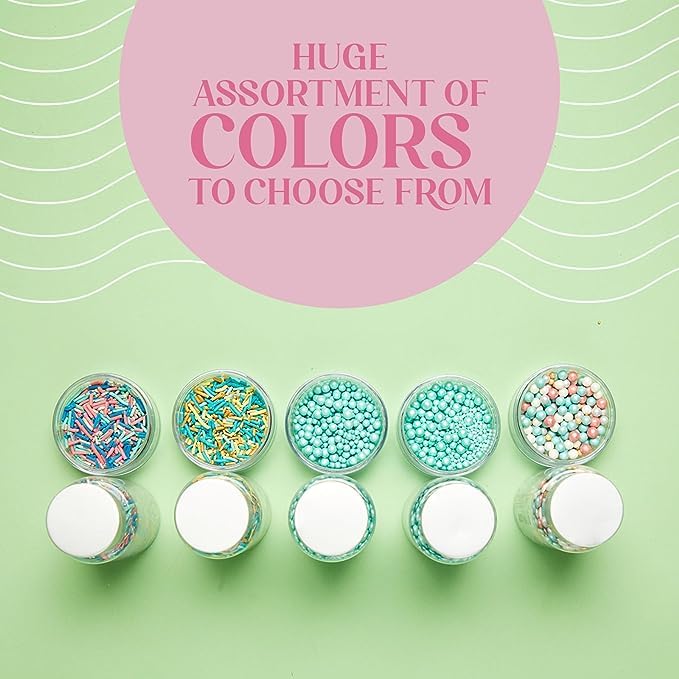 Gránulos de Confect para decoración de pasteles y cupcakes, paquete surtido de 5 gránulos de color rosa carmesí de San Valentín, mezcla de grageas,