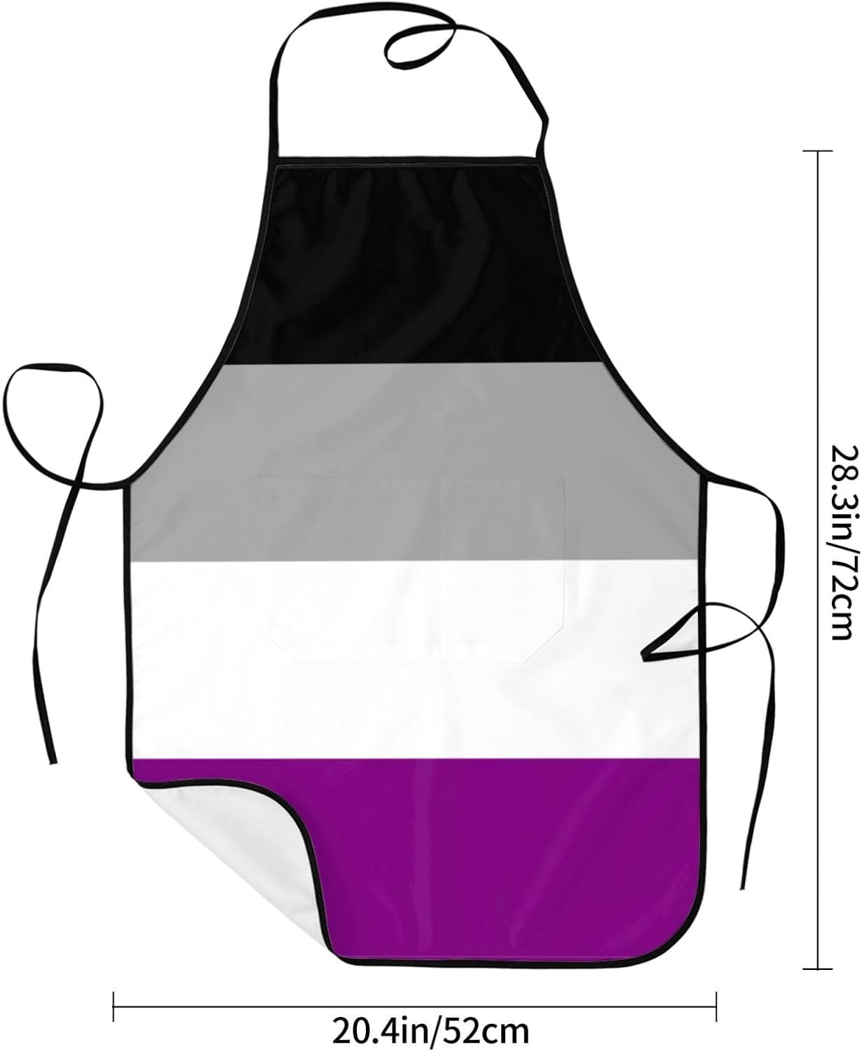 Delantal de bandera del orgullo asexual, impermeable, con bolsillos, delantal de cocina, delantal de chef para hombres y mujeres, Blanco