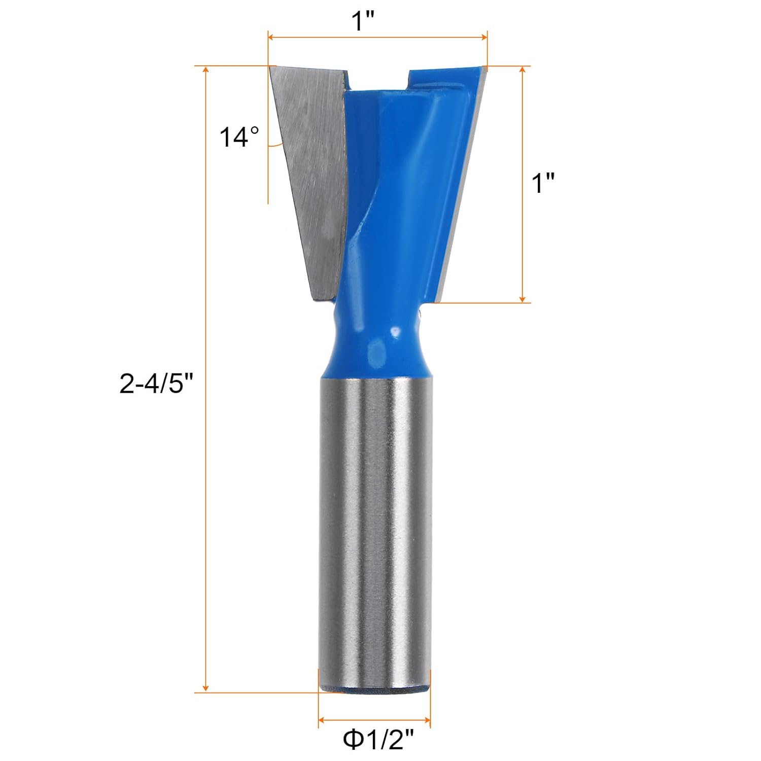 Broca de enrutador de cola de milano, vástago de 12 pulgada, 1 pulgada de diámetro, carburo de tungsteno de 14 grados, broca de carpintería para