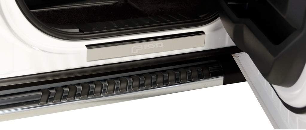 Putco Kit de placas de umbral de puerta de acero inoxidable con logotipo F150 – Compatible con Ford F150 SuperCrew 2015-2020