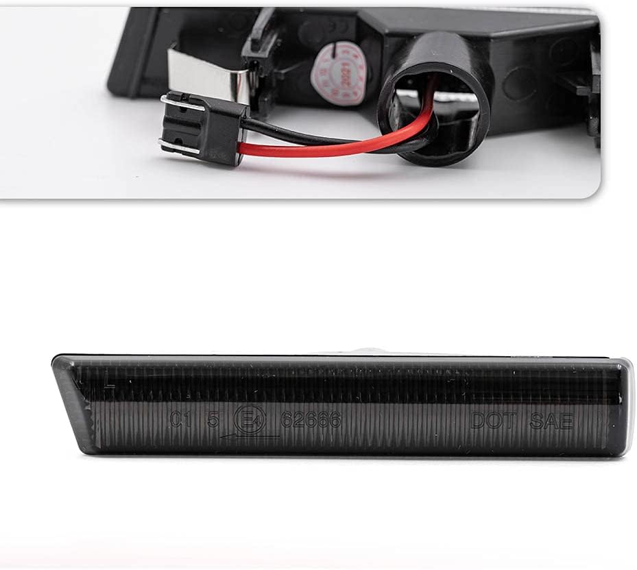 2 luces LED de marcador lateral ámbar para BMW Serie 3 E46 M3 CoupeConvertible, lente ahumada, reemplazo de lámpara de marcador lateral OEM, 2