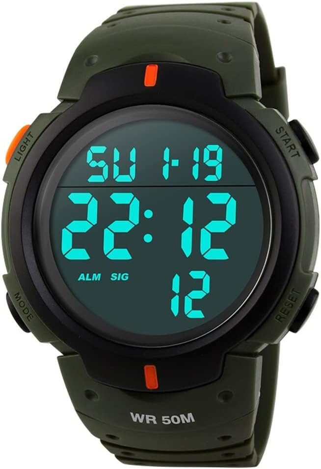 Reloj deportivo impermeable para hombre al aire libre LED electrónico multifunción 12H  24H hora militar 164FT 50M resistente al agua fecha