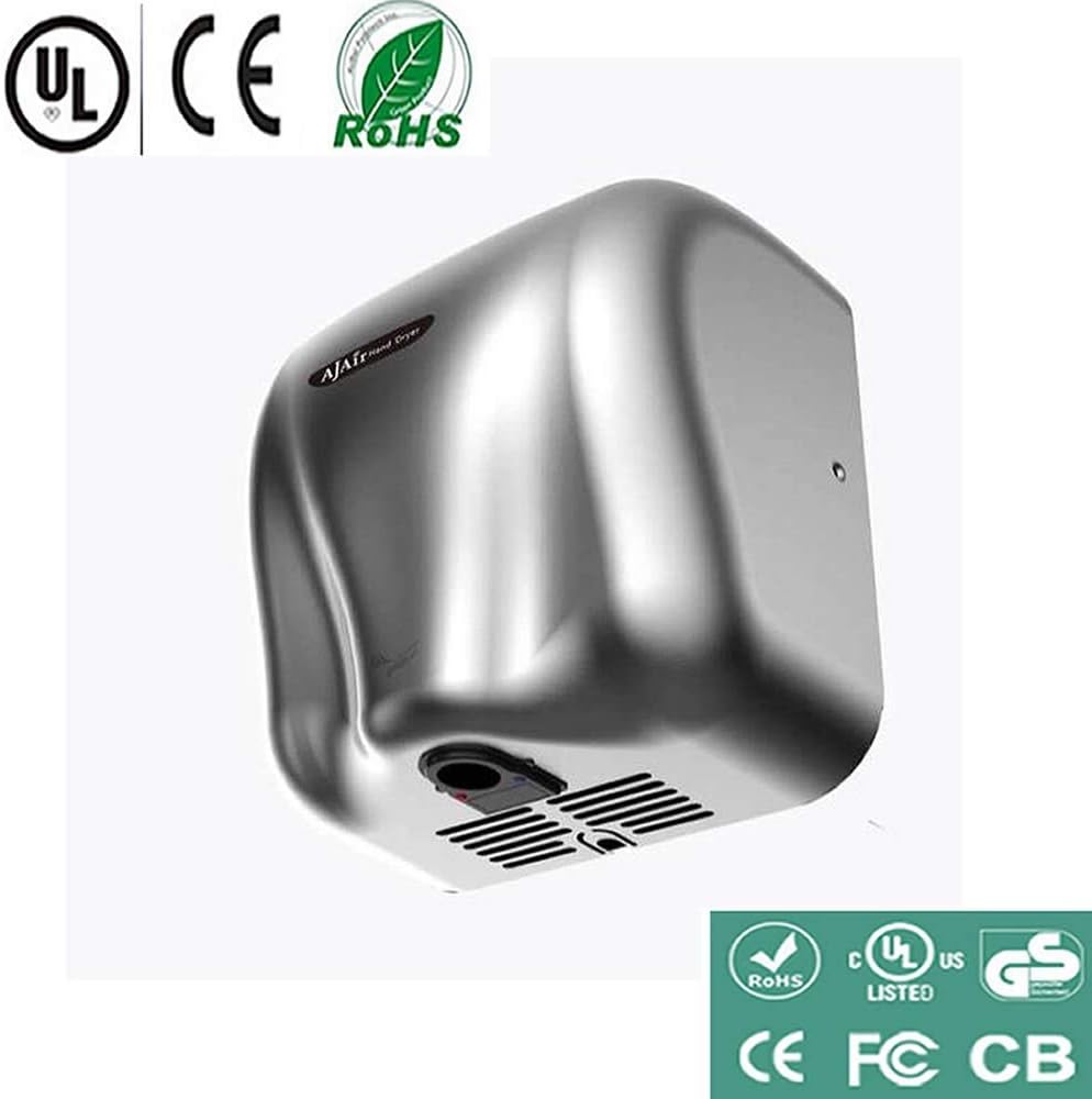 AjAir 1 Pack Heavy Duty Commercial 1800 Watts High Speed Automatic Hot Hand Dryer – Stainless Steel