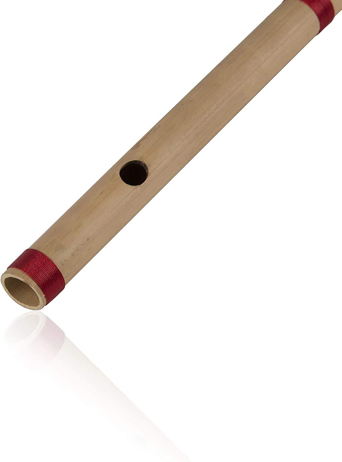 Flauta de bambú de madera india auténtica de 17 pulgadas en clave “A”, grabador de instrumentos musicales de viento de madera, Bansuri tradicional,