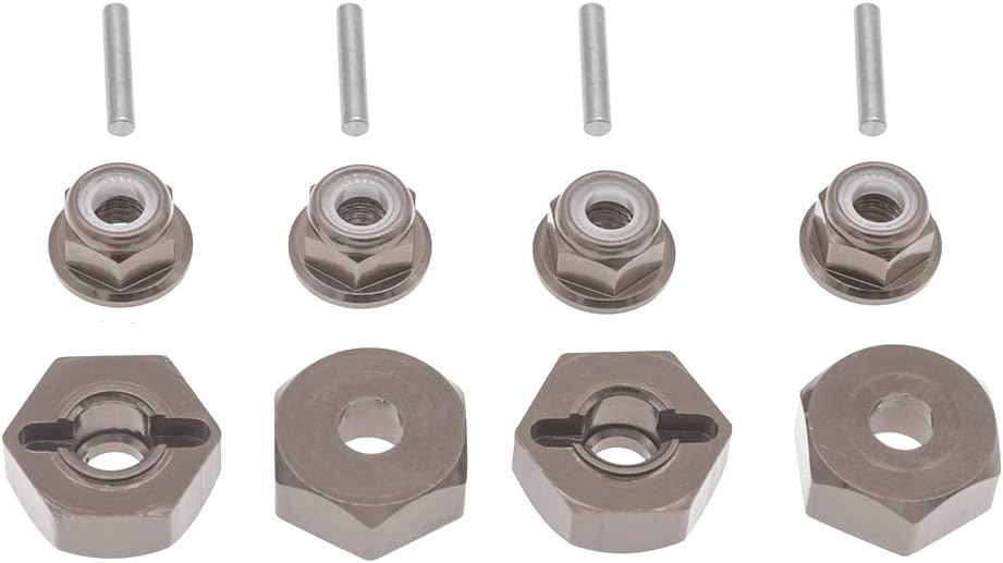 GTHELE Adaptador de cubo de transmisión hexagonal de rueda de aluminio de 0.472 in (4P) y contratuerca M4 (4P) Piezas de automóvil modelo RC