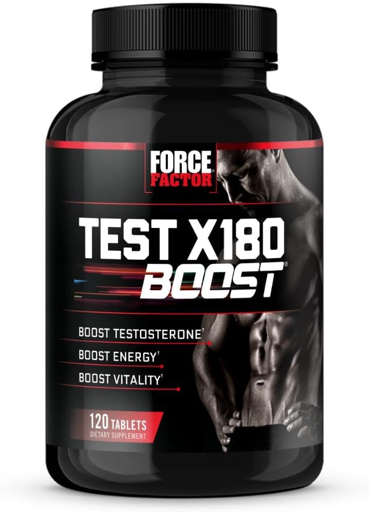 FORCE FACTOR Test X180 Boost Potenciador de testosterona y suplemento energético para hombres, aumenta la energía, aumenta la resistencia, mejora la