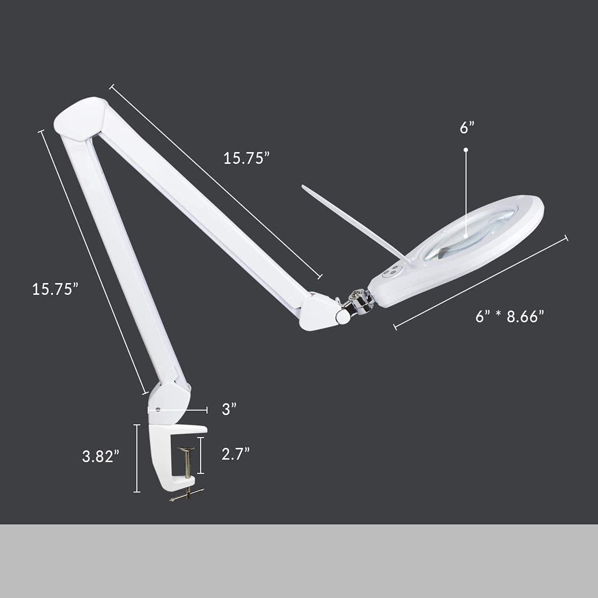 Neatfi Elite XL HD Bifocals Super LED – Lámpara de aumento con abrazadera, lente de vidrio, 6000-7000K, sin deslumbramiento, atenuación no polar