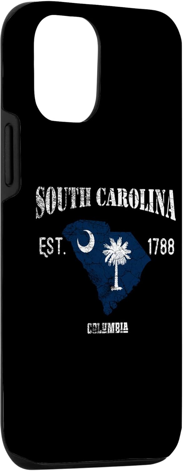 Funda para iPhone 13 Vintage South Carolina con bandera y mapa del estado de EE. UU., Columbia Tee Case