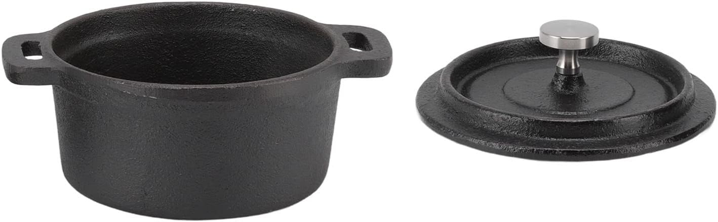 Horno holandés, horno holandés de doble estilo tradicional, olla de hierro, para cocinar asados, sopas de arroz, guisos con tapa (7.9 in)