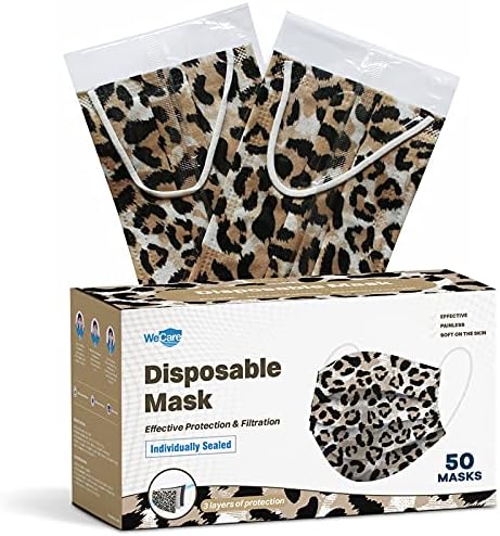WeCare – Cubrebocas desechables para adultos, envueltos individualmente, paquete de 50, máscaras faciales de colores