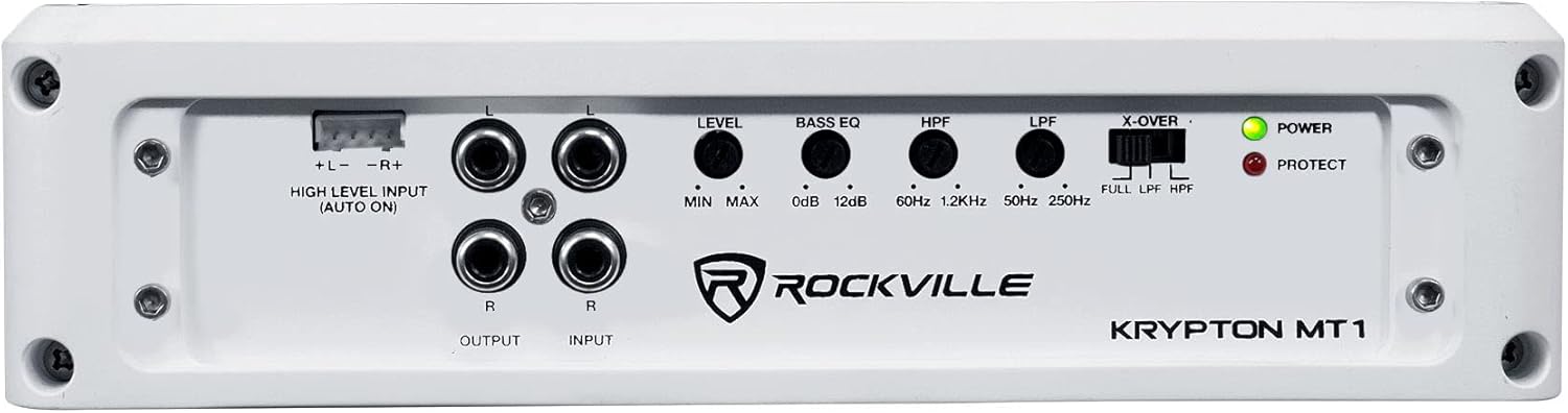 Rockville Krypton MT1 1600w Amplificador de 2 canales marinobarco con medidor de voltios