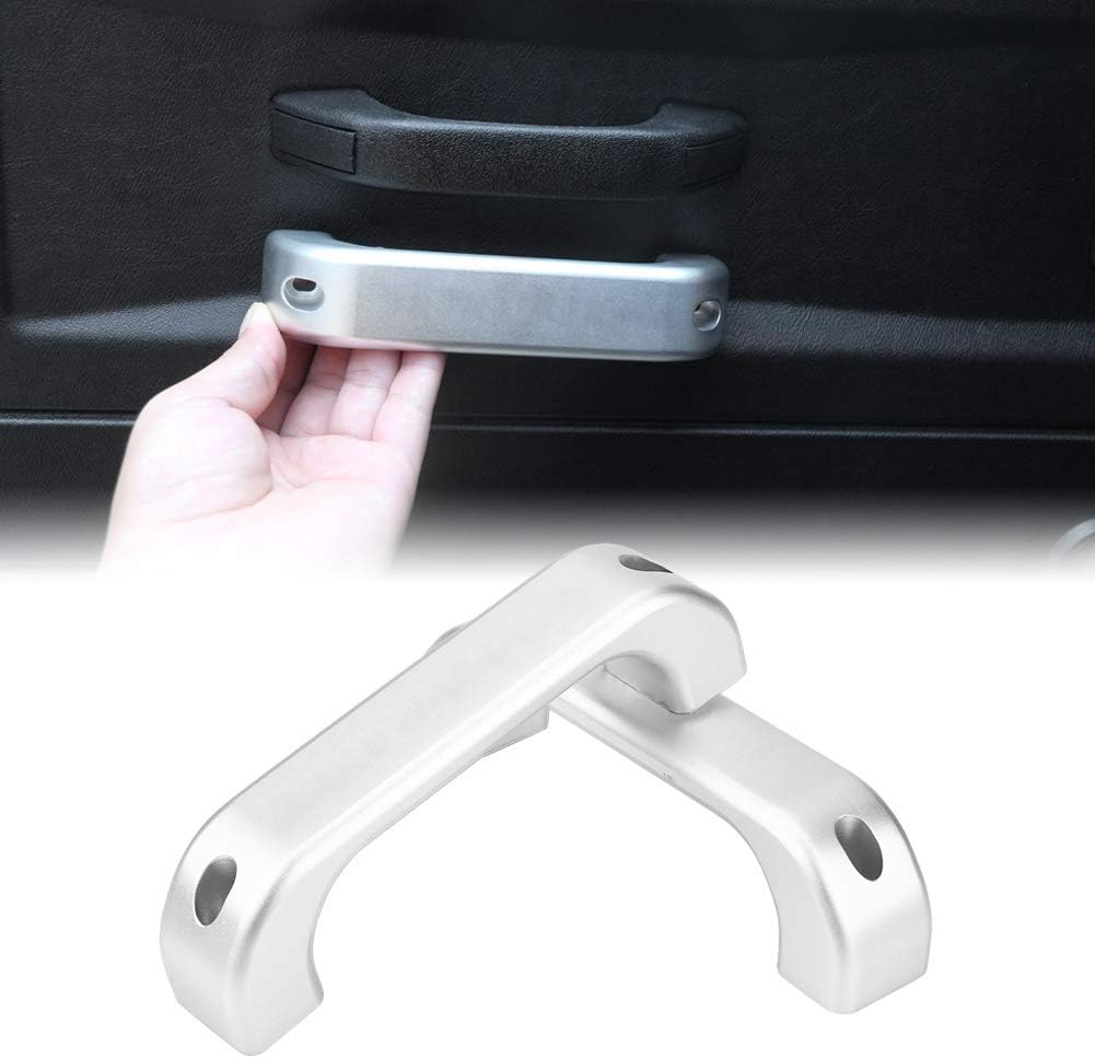 Keenso Manija de puerta interior plateada para Land Rover Defender, manija de puerta interior de aleación de aluminio cromado para Land Rover