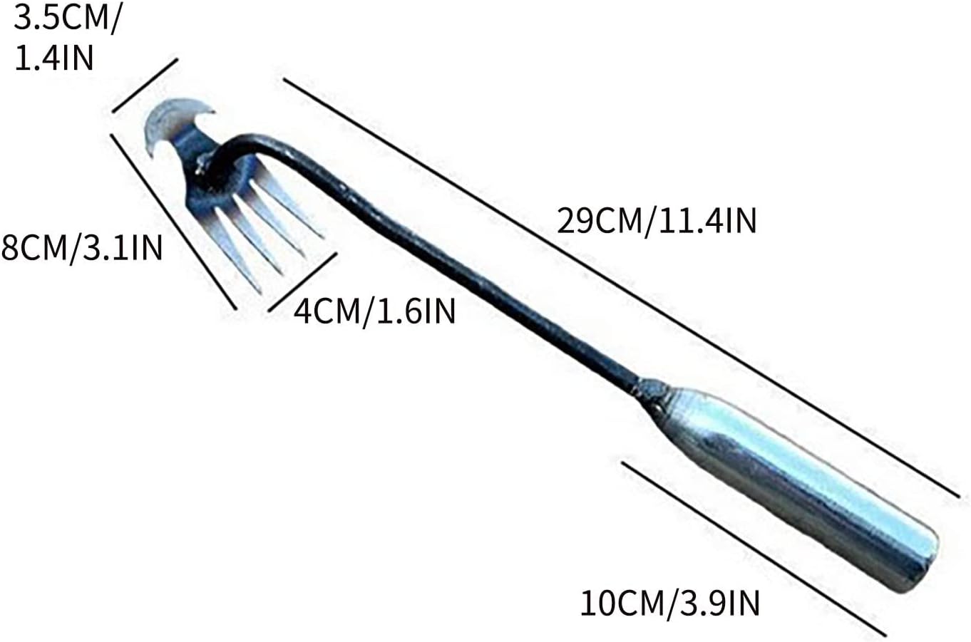 Herramienta de deshierbe de artefacto de desarraigo, extractor de malezas forjado multifuncional de acero inoxidable, 4 dientes de doble propósito