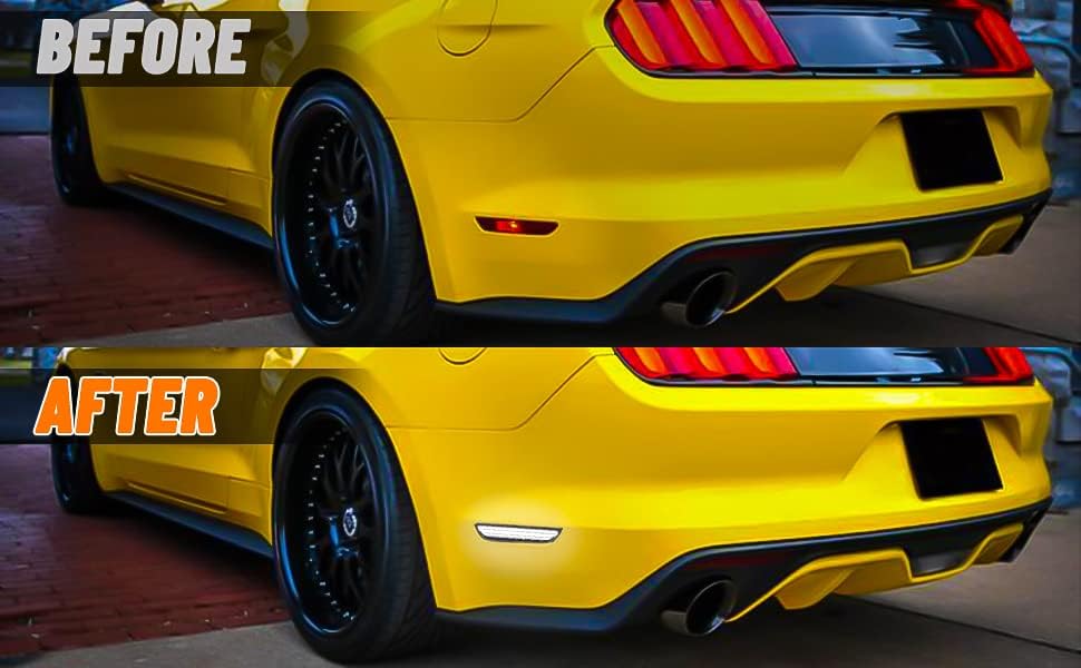 Bestview Accesorios de luces LED de posición laterales traseras para Ford Mustang 2015-2022, doble fila blanca para guardabarros trasero trasero