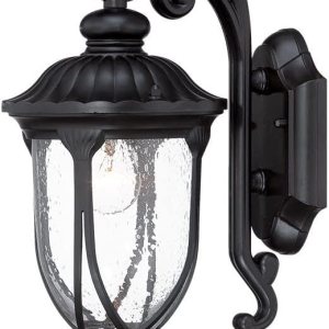 HomeRoots Aplique de pared de linterna de cristal de aluminio fundido negro mate HomeRoots Aplique de pared de linterna de cristal de aluminio fundido negro mate