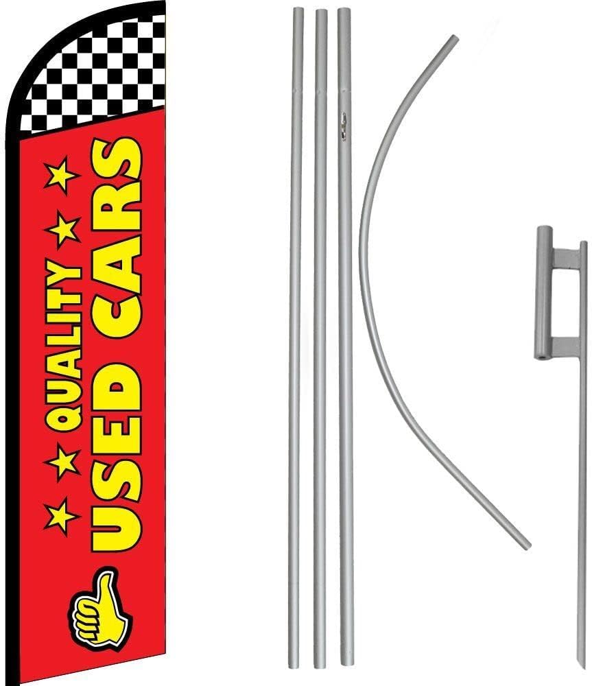 Premium Used Cars Red Windless Flag & 16′ Flagpole KitGround