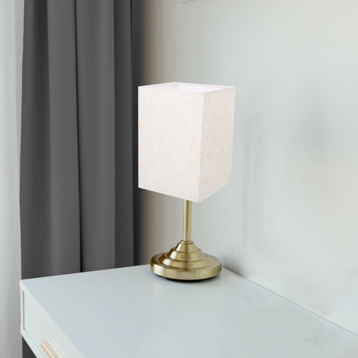 Baluue Pantalla rectangular de lino, pantalla de tela, pantallas de lámpara de araña con clip, cubierta de luz de repuesto para lámpara de mesa,