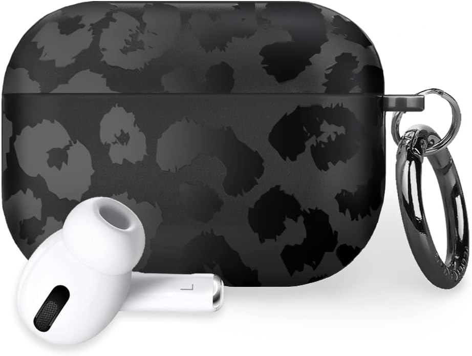Velvet Caviar Funda para AirPods Pro de leopardo negro con llavero – Fundas protectoras rígidas compatibles con Apple Airpod Pro