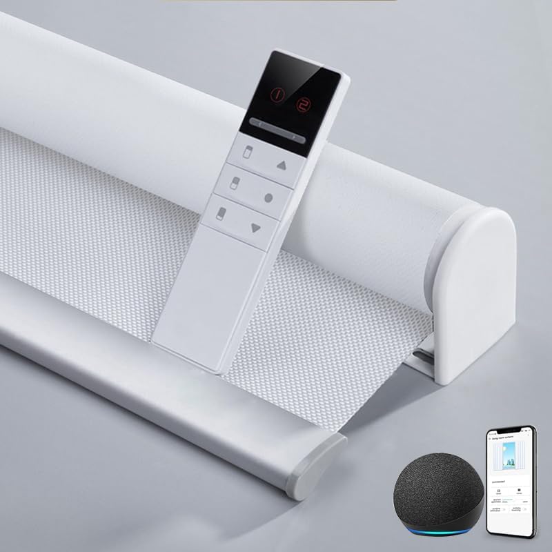 TIPIACE Persianas motorizadas recargables que funcionan con Alexa Google Home a través de control remoto Hub, oscurecimiento completo, impermeables,